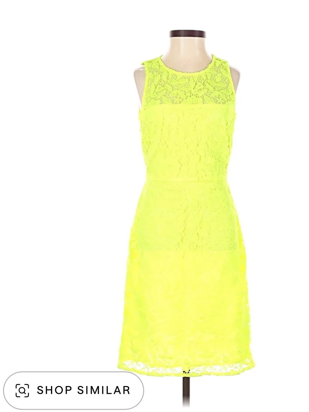 J. Crew Neon Yellow Lace Sleeveless Sheath Dress